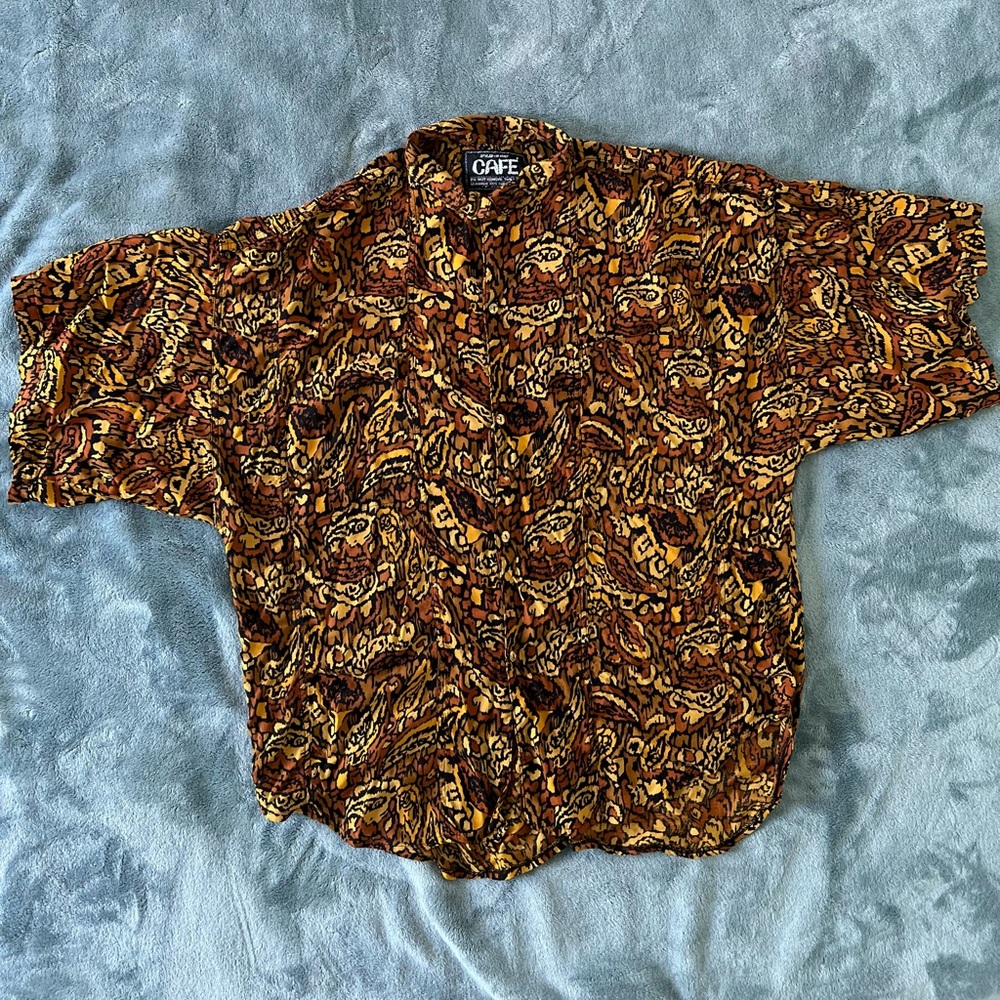 Café Shirt Size M Oversized Men Multicolor Animal Print Lightweight